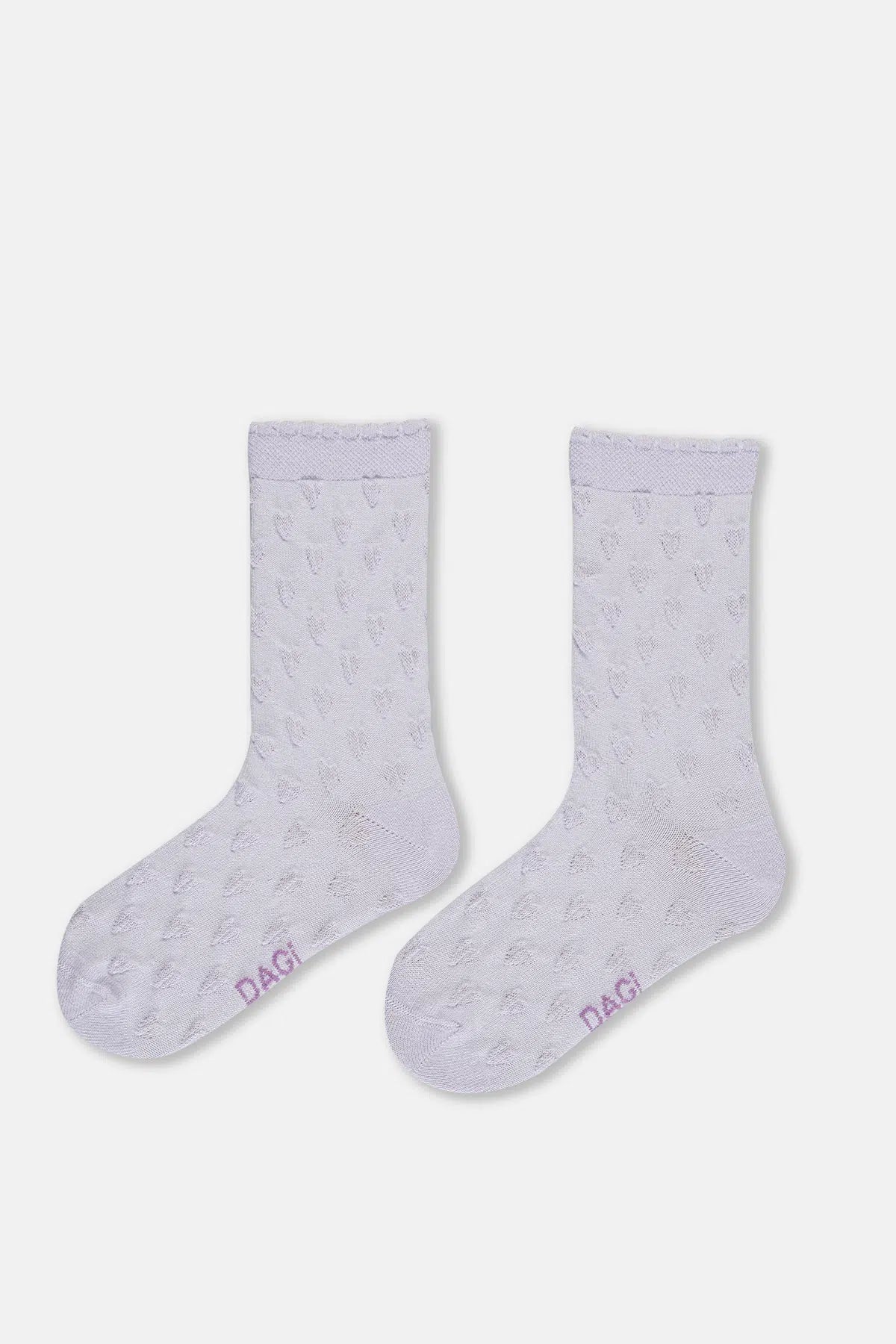 Lila-Sarı Kız Çocuk 2'Li Kalp Desenli Çorap