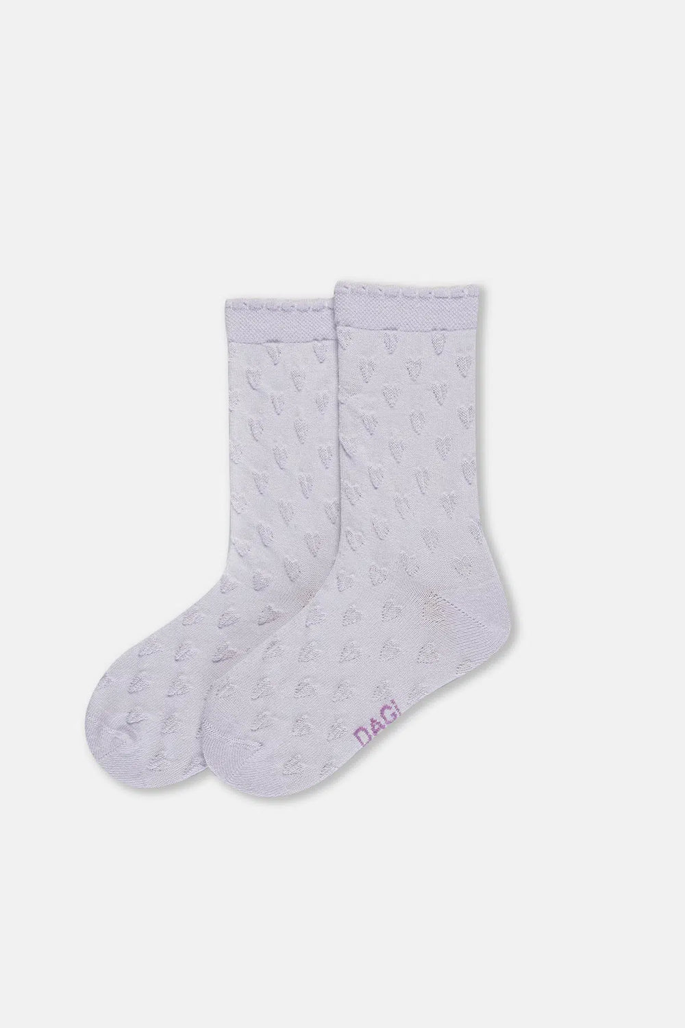 Lila-Sarı Kız Çocuk 2'Li Kalp Desenli Çorap