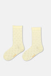 Lila-Sarı Kız Çocuk 2'Li Kalp Desenli Çorap