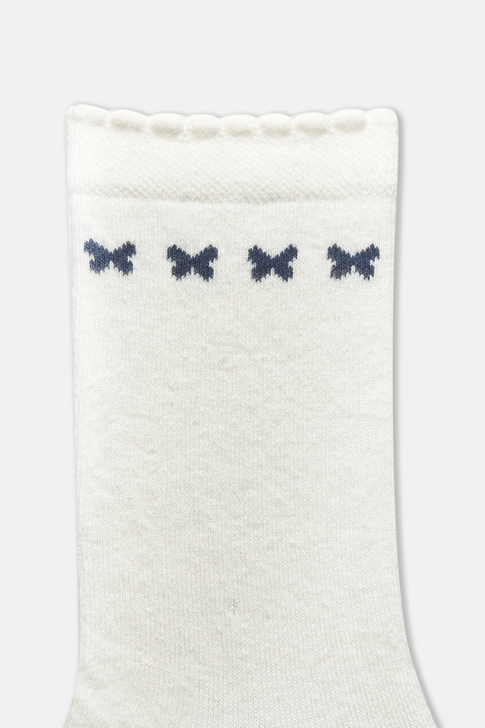 Ekru Kız Çocuk 2'Li Kelebek Detaylı Çorap