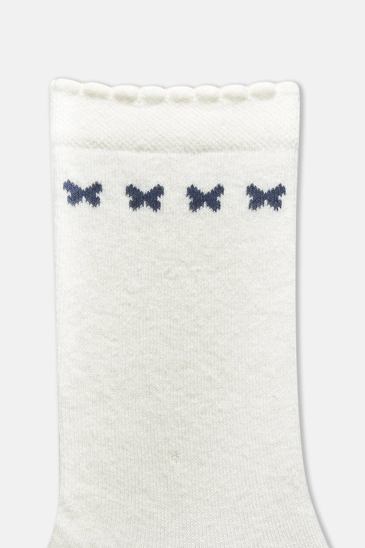 Ekru Kız Çocuk 2'Li Kelebek Detaylı Çorap