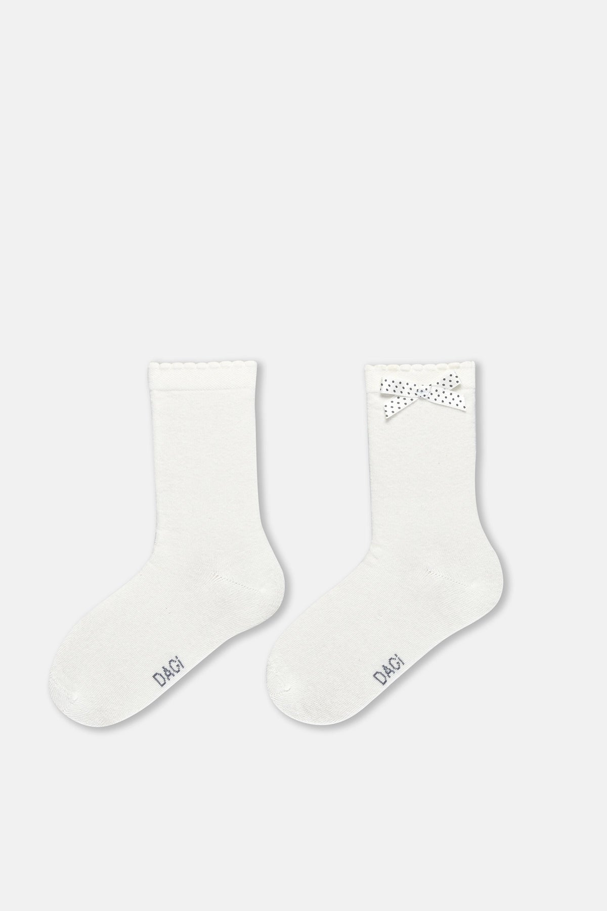 Ekru Kız Çocuk 2'Li Kelebek Detaylı Çorap