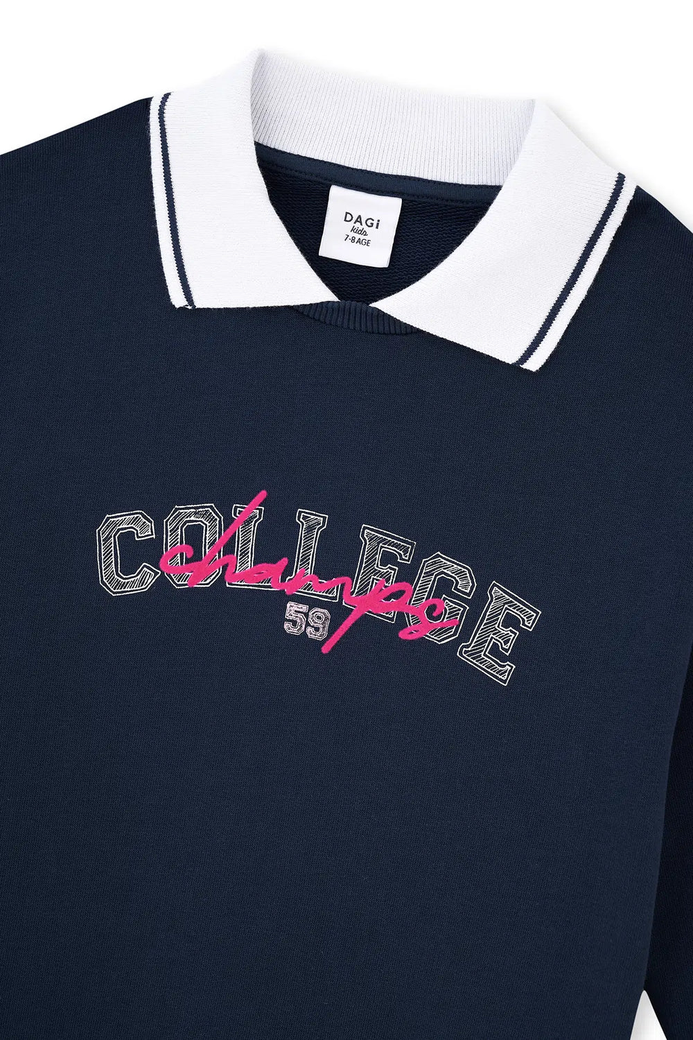 Lacivert Polo Yaka Baskı Detaylı Kolej Elbisesi