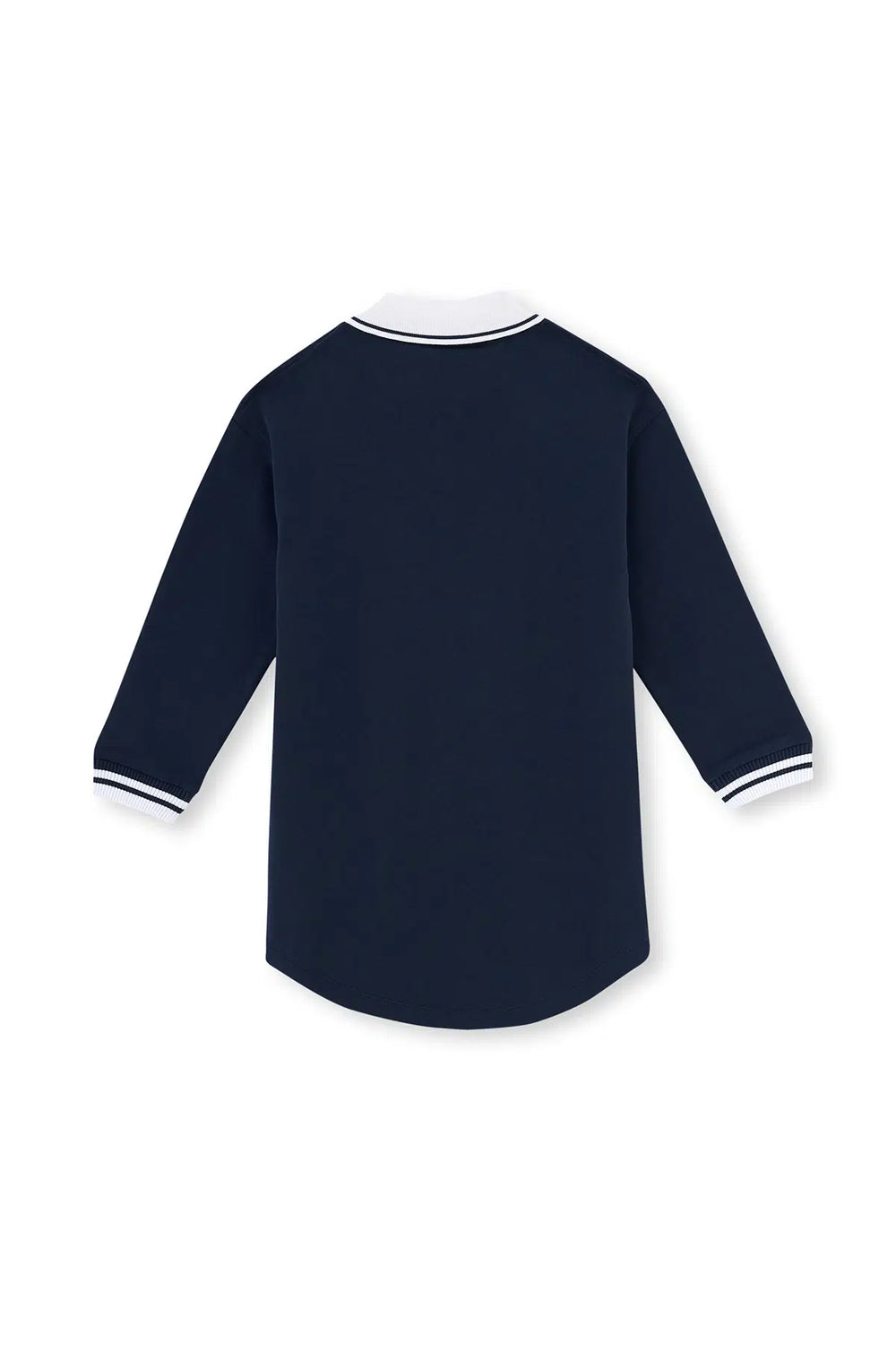 Lacivert Polo Yaka Baskı Detaylı Kolej Elbisesi