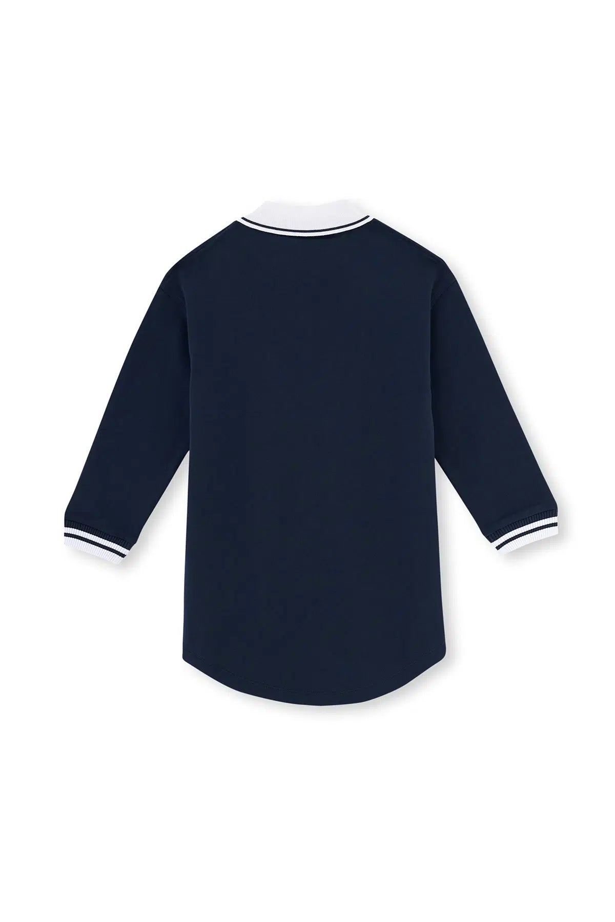 Lacivert Polo Yaka Baskı Detaylı Kolej Elbisesi