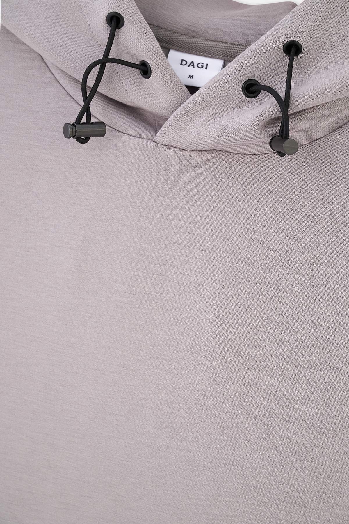 Gri Kapüşonlu Uzun Kollu Sweatshırt