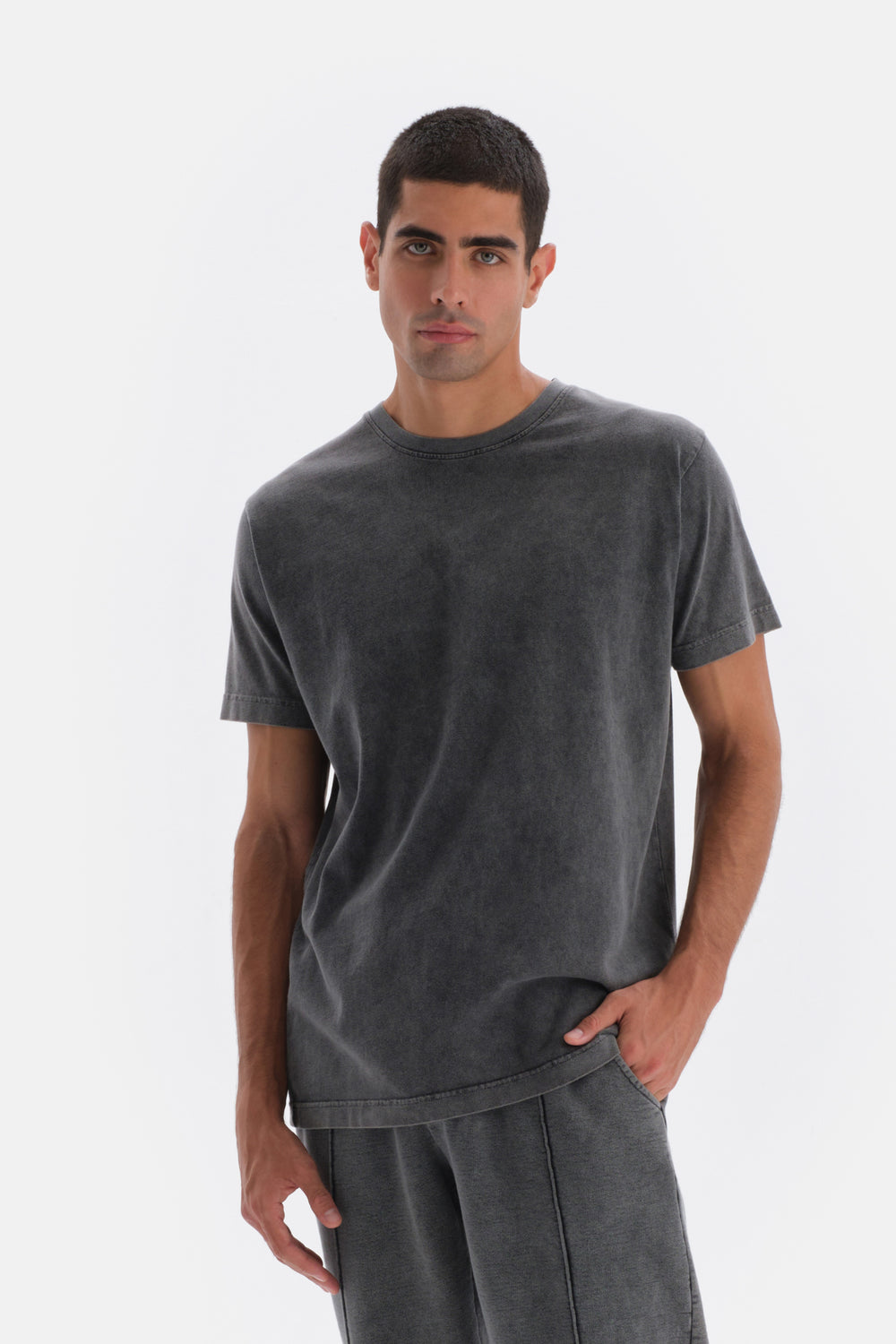 Füme Kısa Kollu Yıkamalı T-Shirt