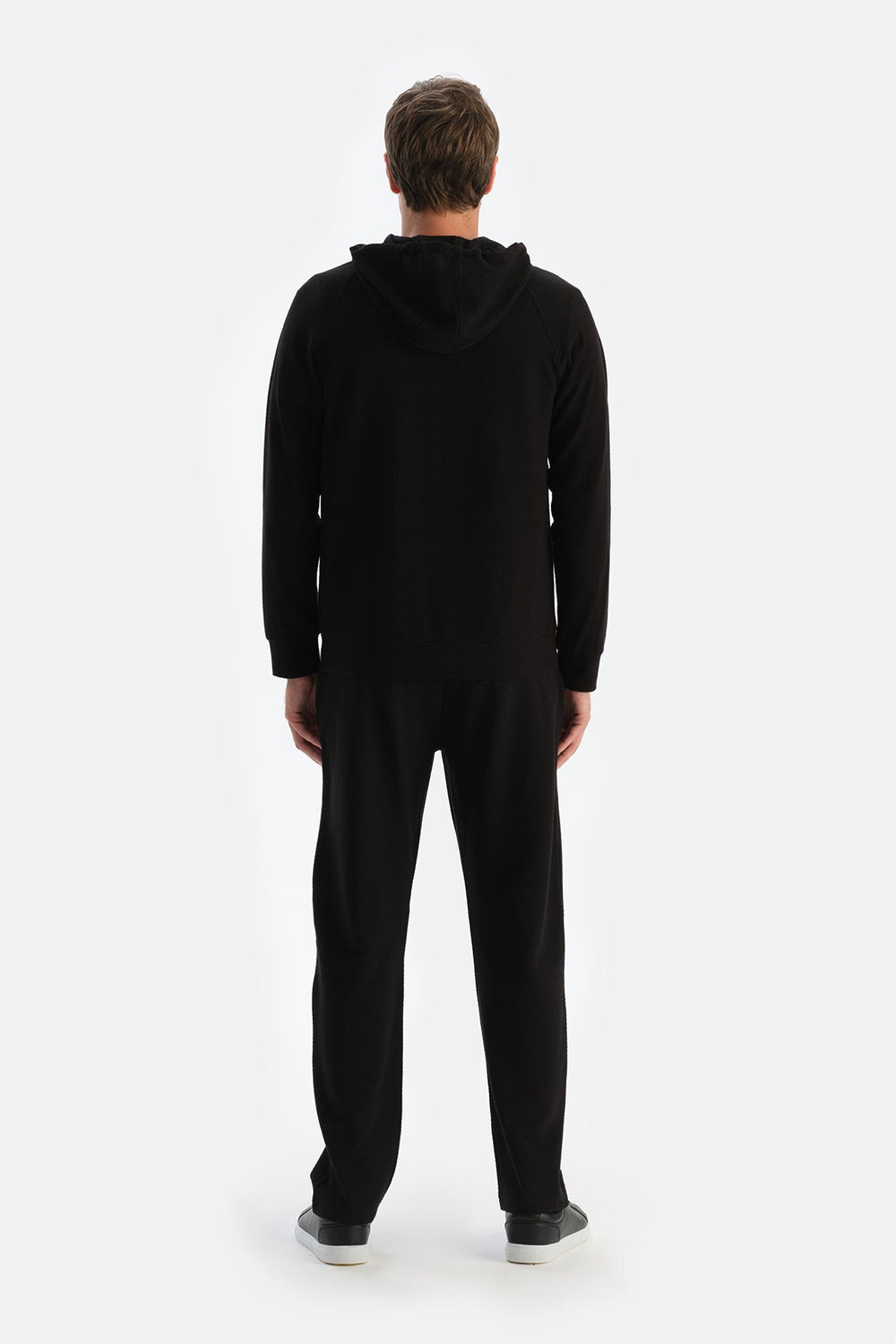 Siyah Kapüşonlu Fermuarlı Sweatshirt