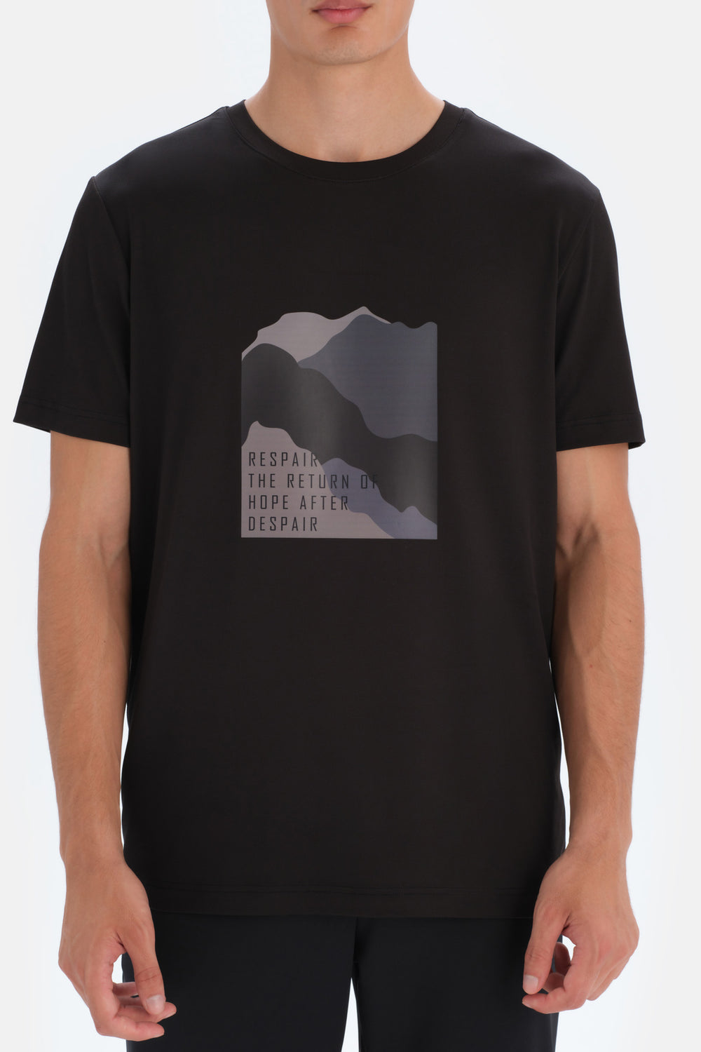Siyah Dagi Active Baskılı Spor T-Shirt