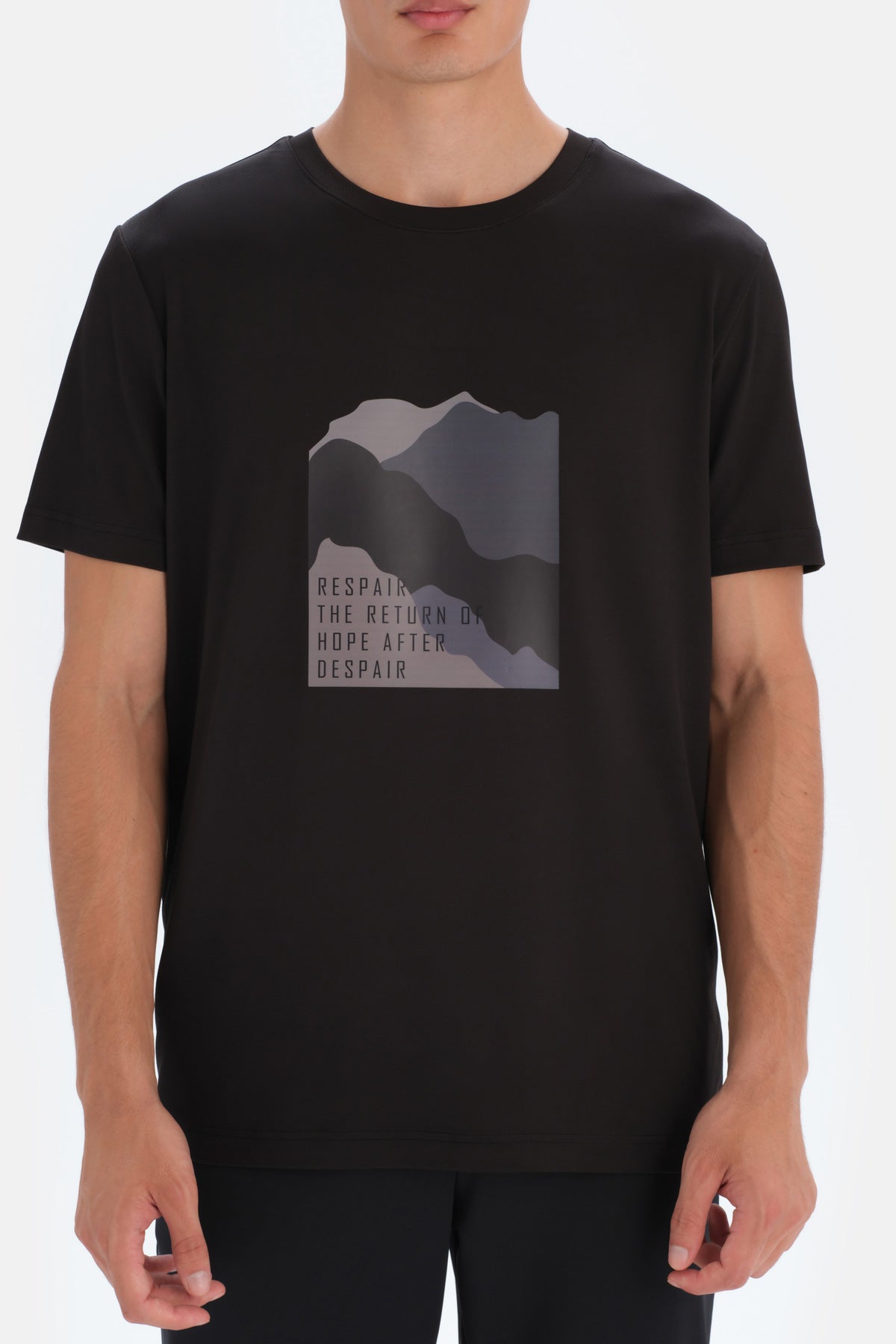 Siyah Dagi Active Baskılı Spor T-Shirt