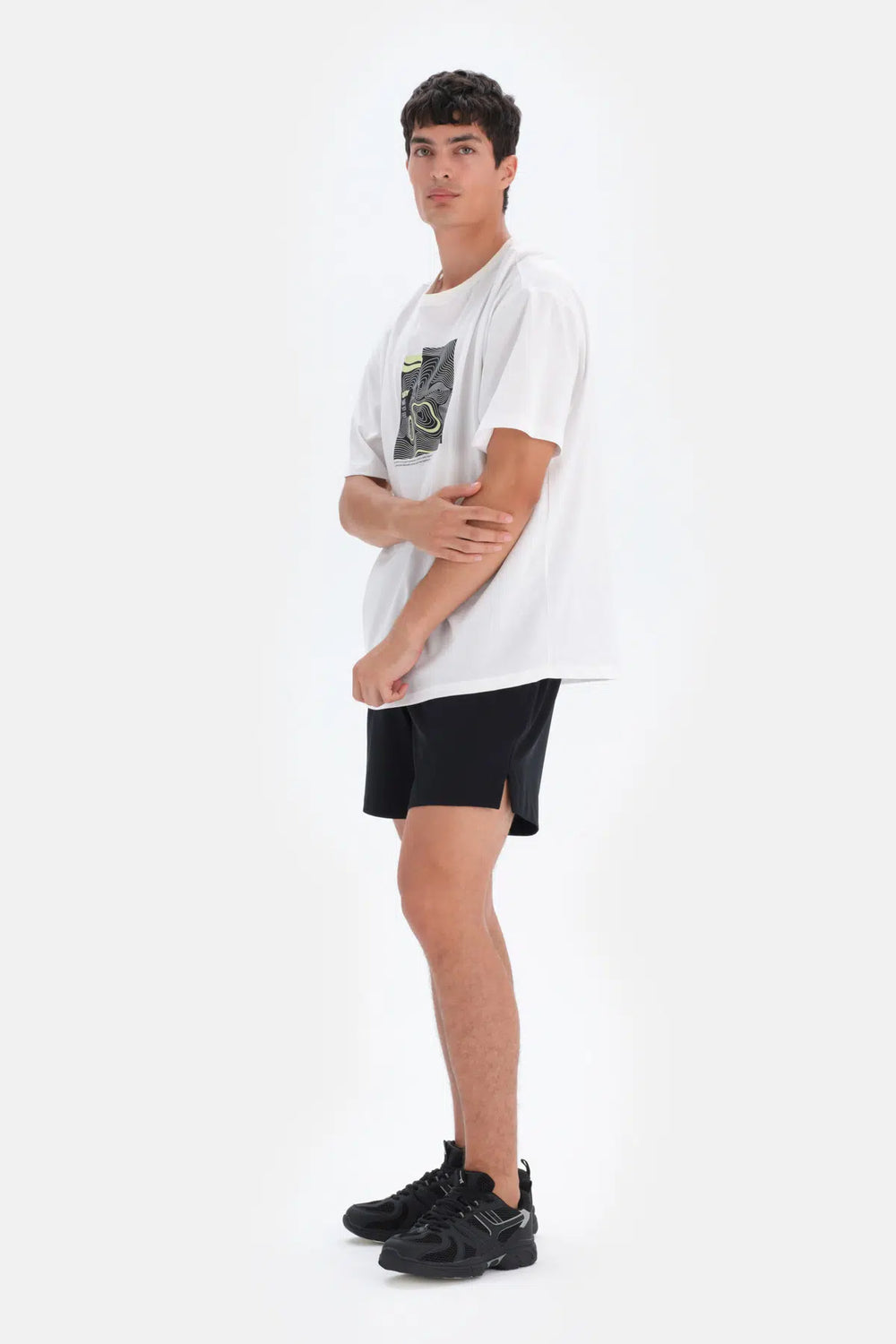Kırık Beyaz Dagi Active Kırık Ön Baskı Detaylı Pamuk T-Shirt