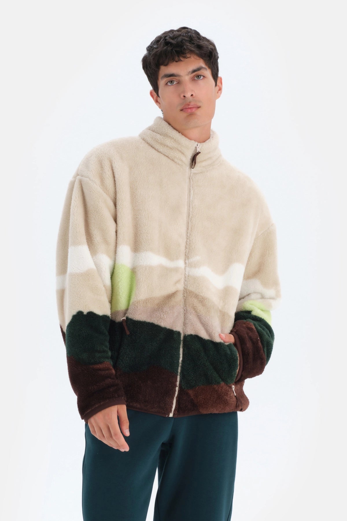 Multicolor Dagi Active Dağ Baskılı Polar Sweatshirt