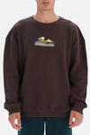 Koyu Kahve Dagi Active Dağ Baskılı Sweatshirt