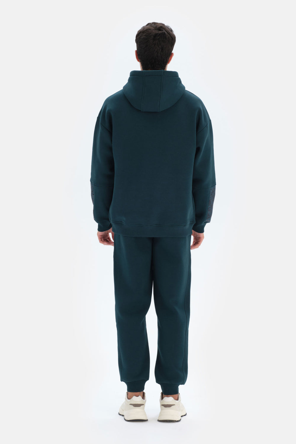 Koyu Yeşil Dagi Active Koyu Kapüşonlu Kol Garnili Sweatshirt