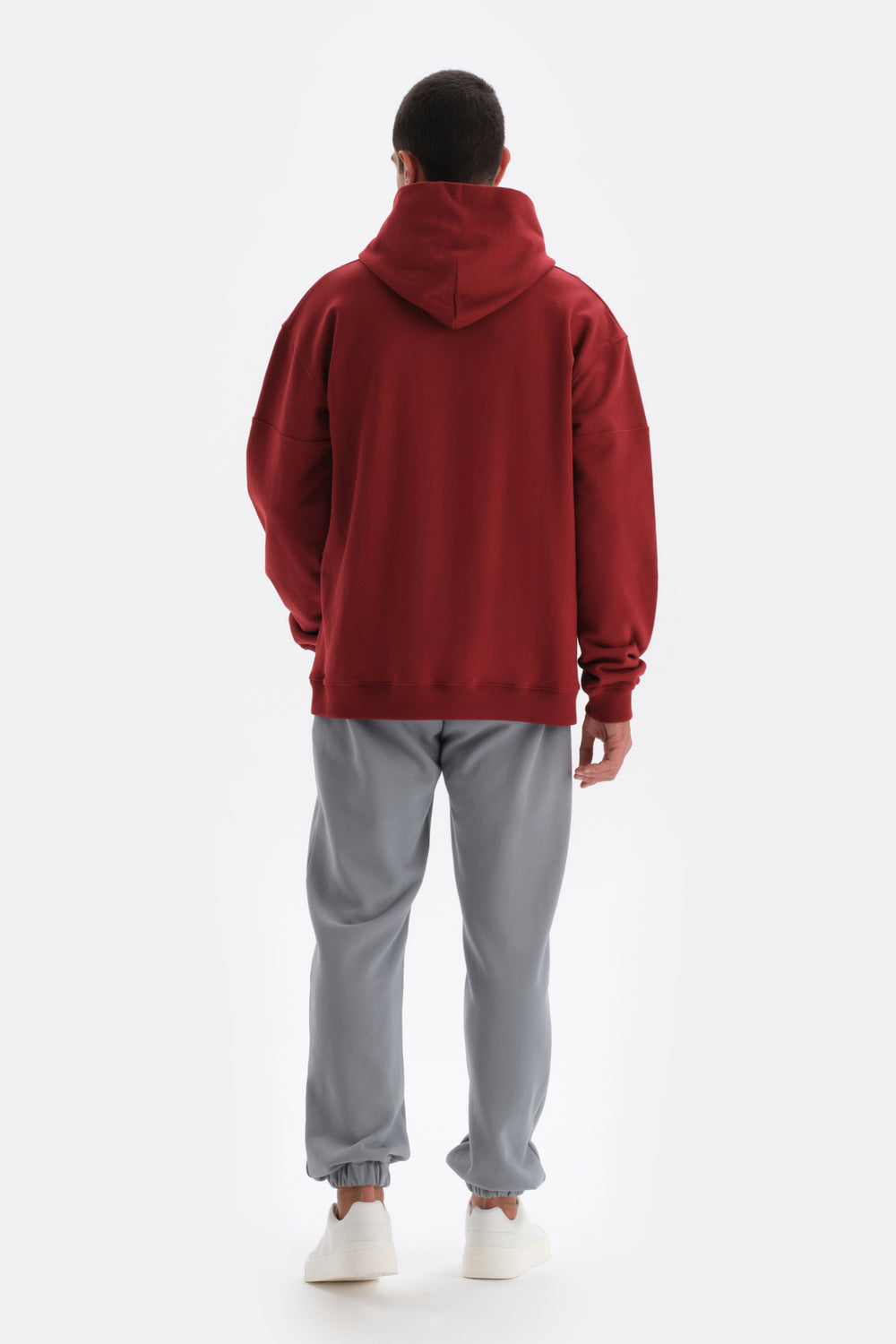 Bordo Cep Detaylı Kapüşonlu Sweatshirt