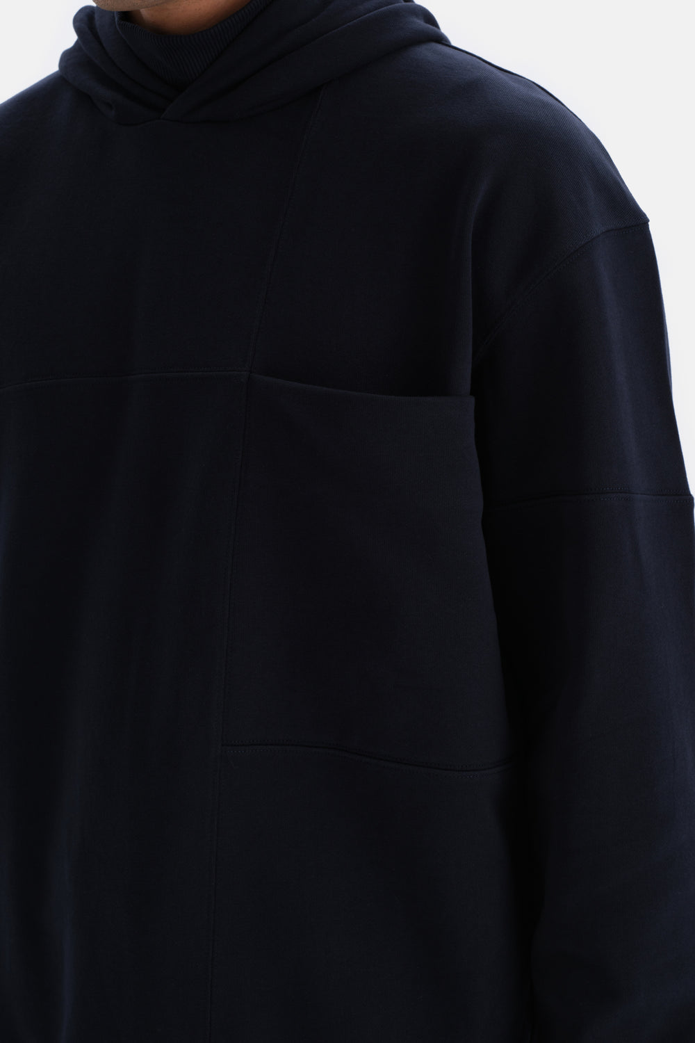 Lacivert Cep Detaylı Kapüşonlu Sweatshirt