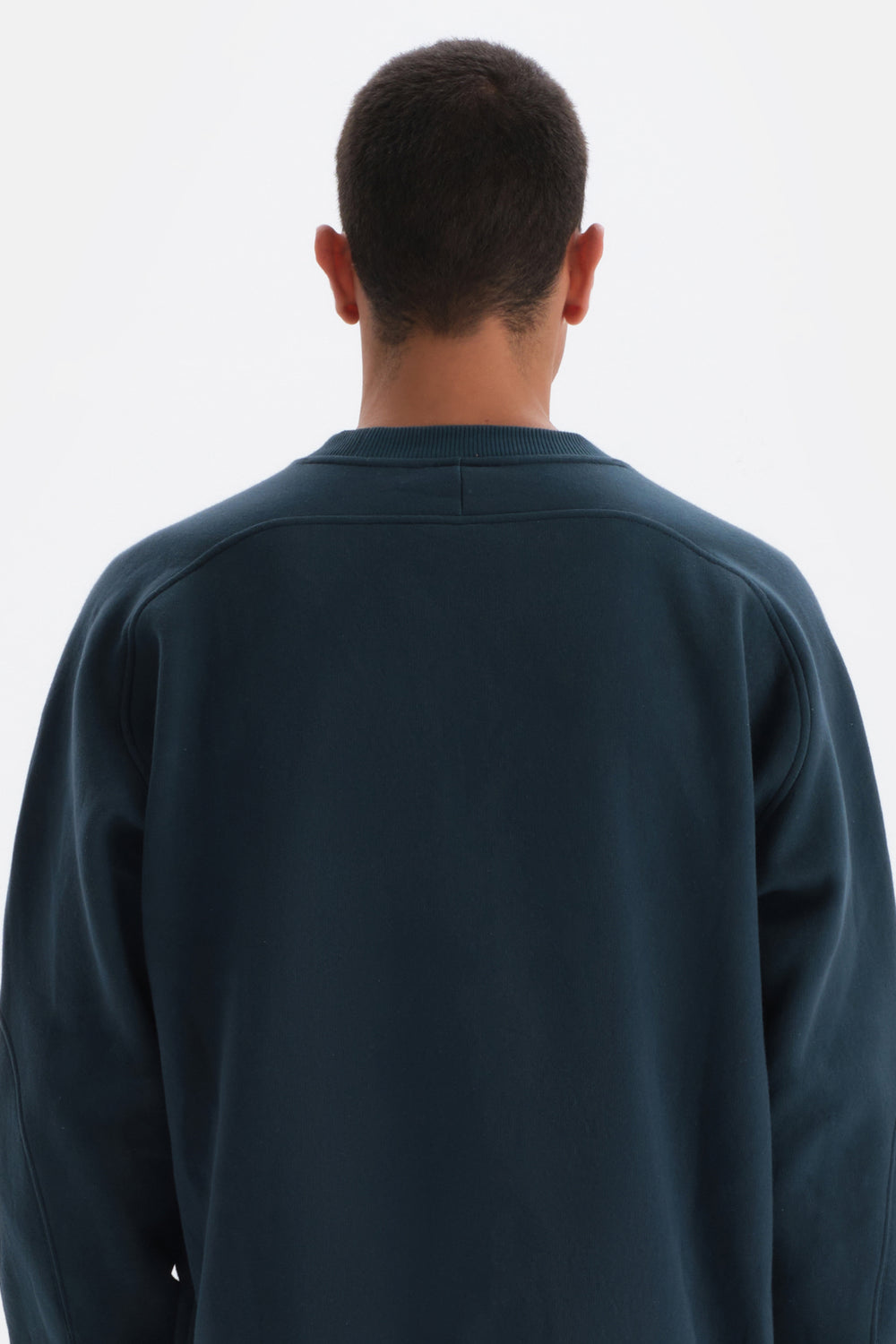 Petrol Mavi Dikiş Detaylı Sweatshirt