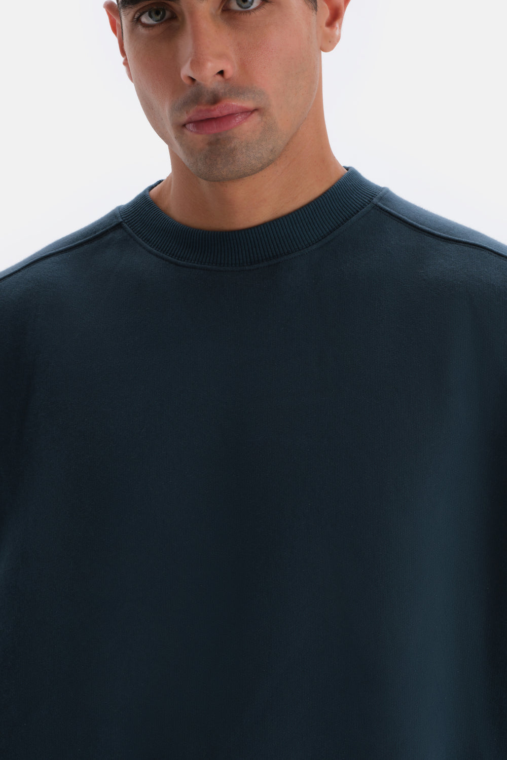 Petrol Mavi Dikiş Detaylı Sweatshirt