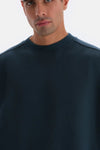 Petrol Mavi Dikiş Detaylı Sweatshirt