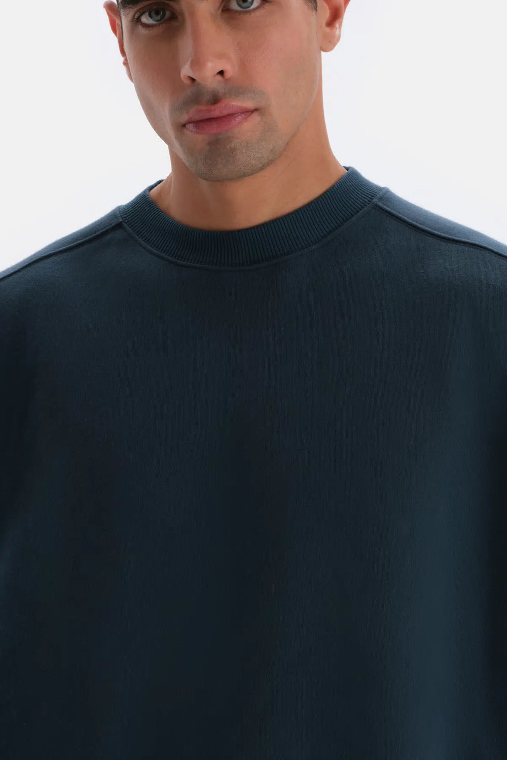 Petrol Mavi Dikiş Detaylı Sweatshirt