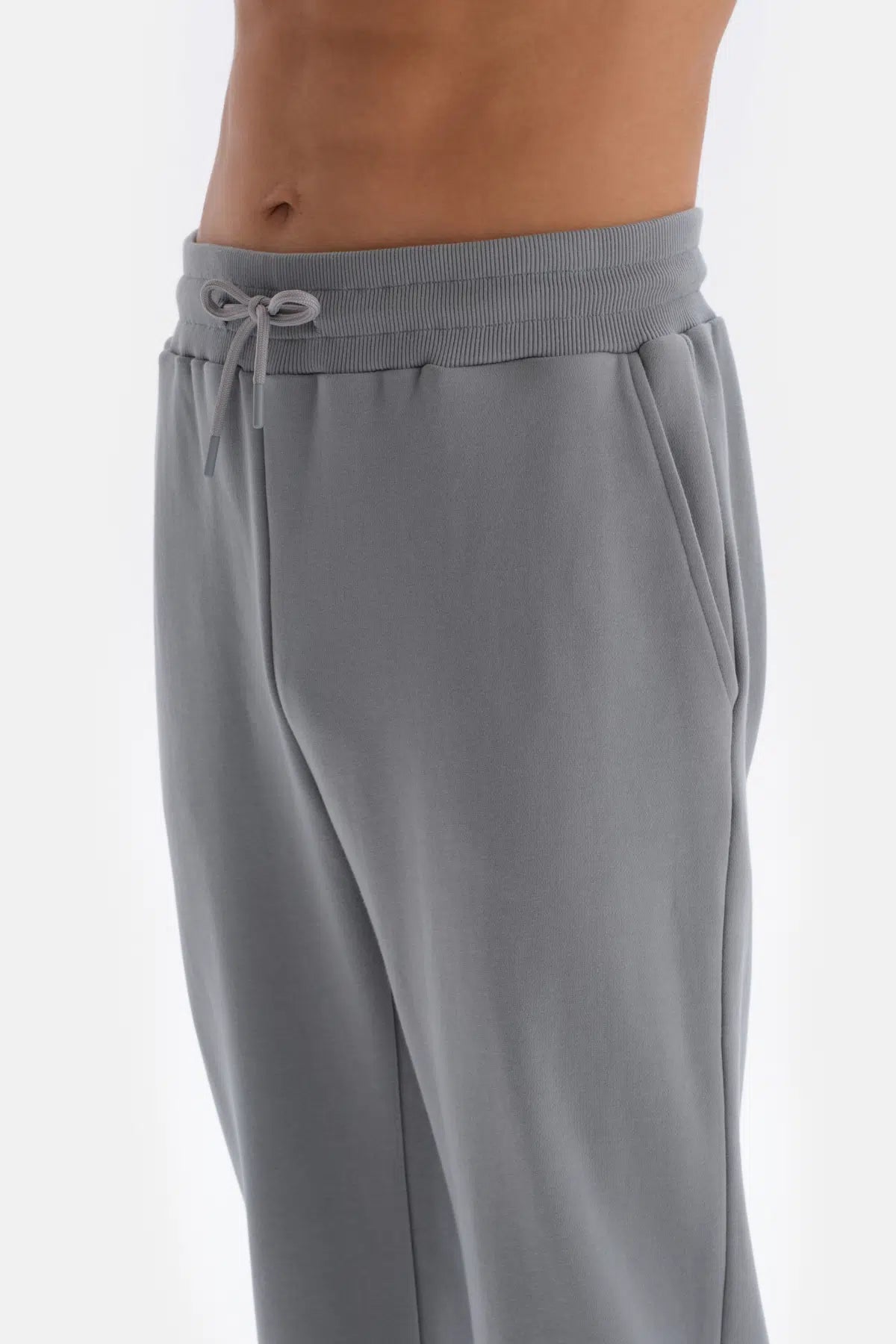Gri Lastik Paça Pamuklu Eşofman Altı