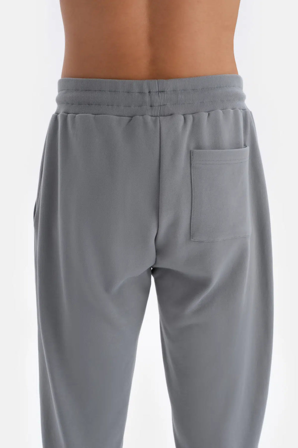 Gri Lastik Paça Pamuklu Eşofman Altı