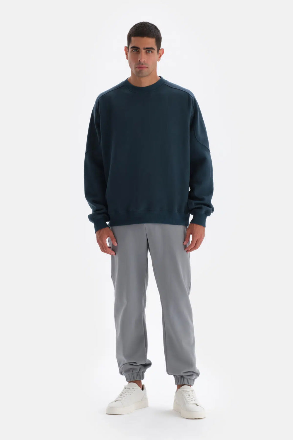 Gri Lastik Paça Pamuklu Eşofman Altı