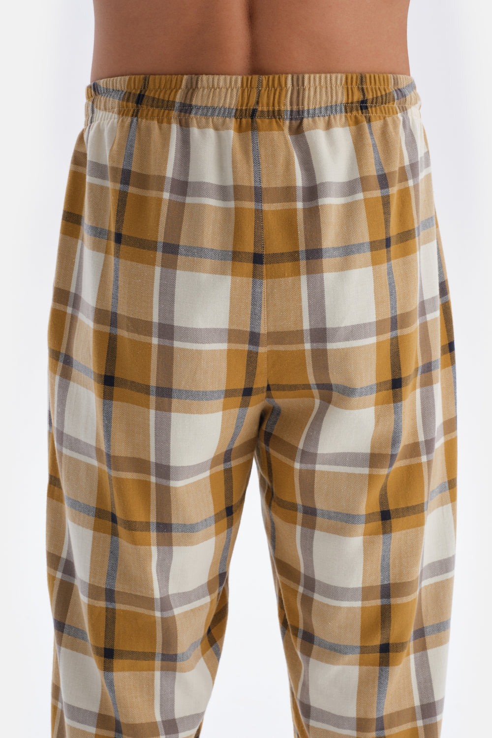 Ekru Bisiklet Yaka Cep Detaylı Altı Dokuma Pijama Takımı