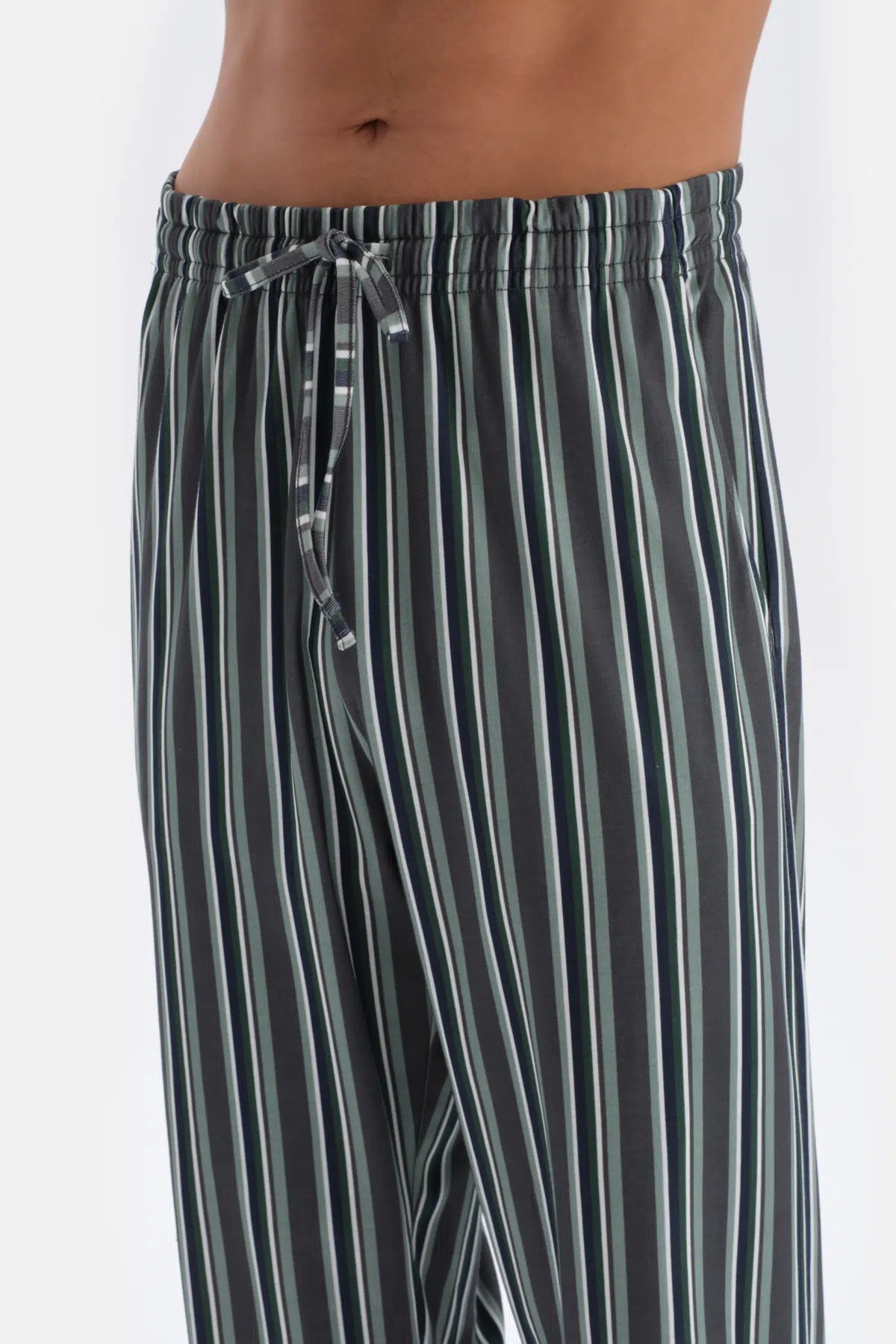 Açık Gri Uzun Kol Baskı Detaylı Pamuk Modal Pijama Takımı