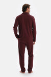 Bordo Mıkroprınt Metraj Baskılı Pamuklu Pijama Takımı