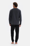 Antrasıt Yarım Patlı Uzun Kollu Penye Modal Pijama Takımı