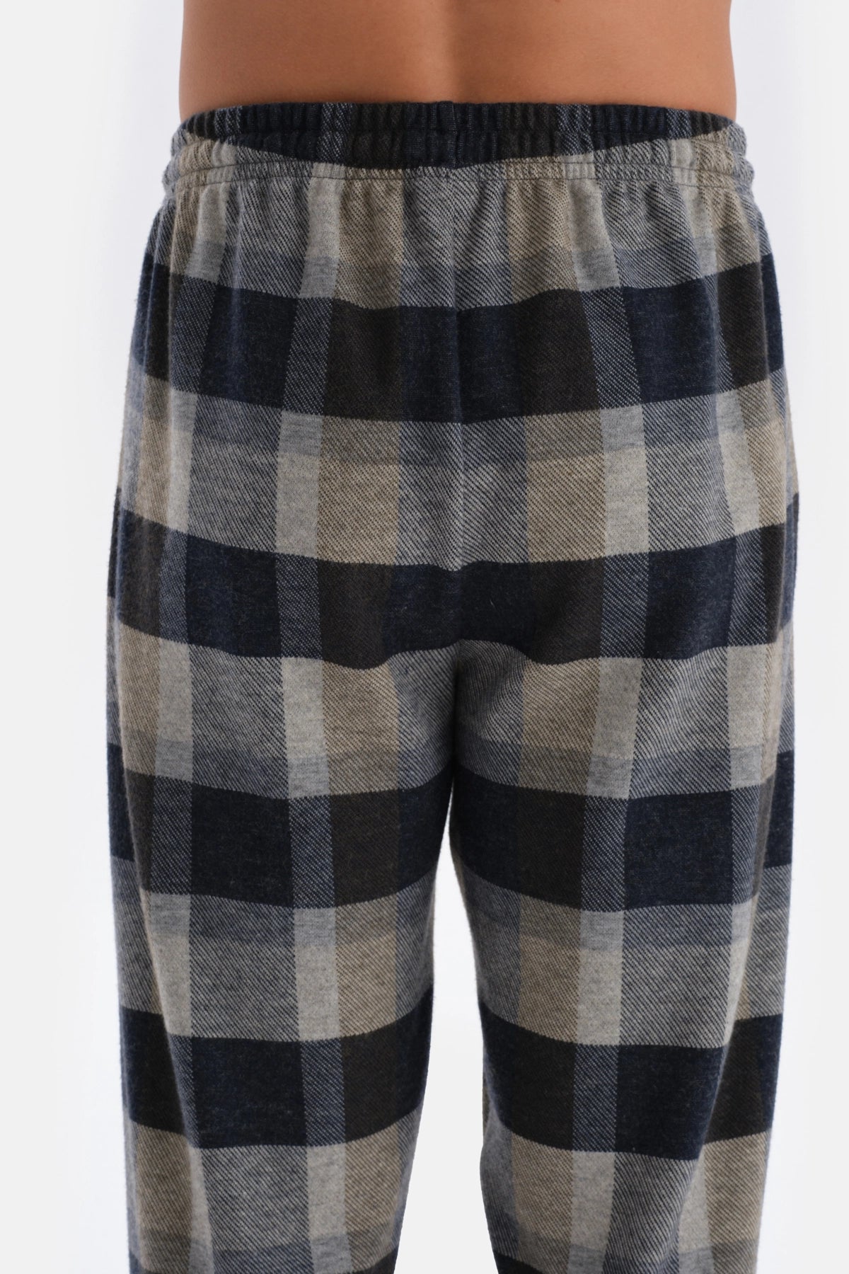 Lacivert Yarım Patlı Uzun Kollu Altı Dokuma Pijama Takımı