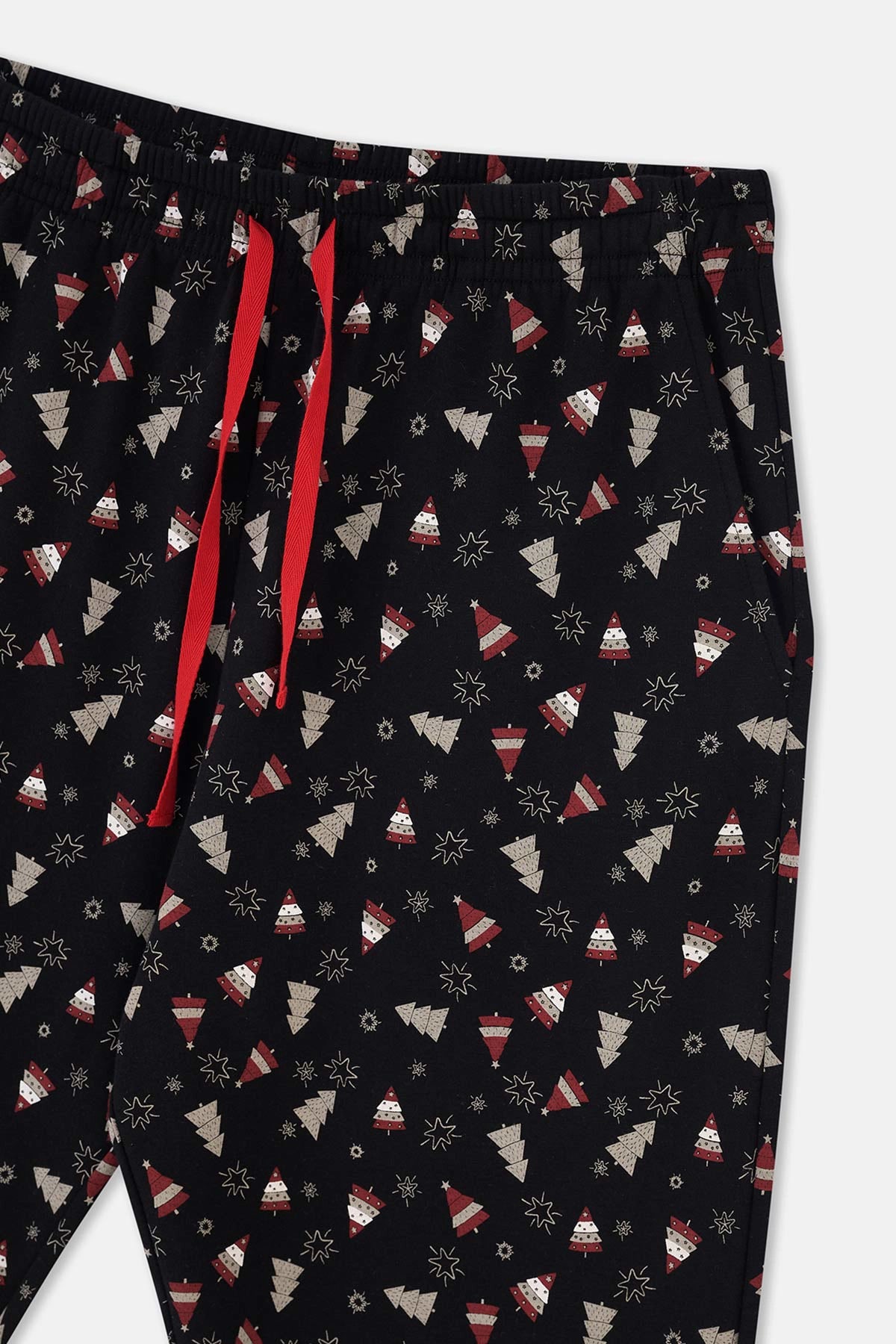 Siyah Metraj Baskılı Ipek Apre Interlok Pijama Takımı