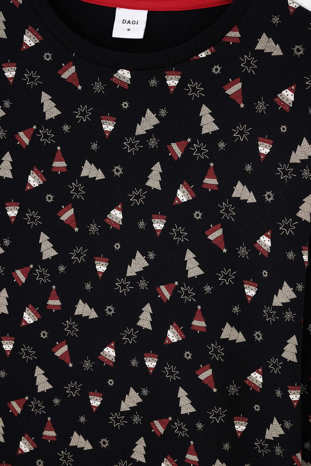 Siyah Metraj Baskılı Ipek Apre Interlok Pijama Takımı