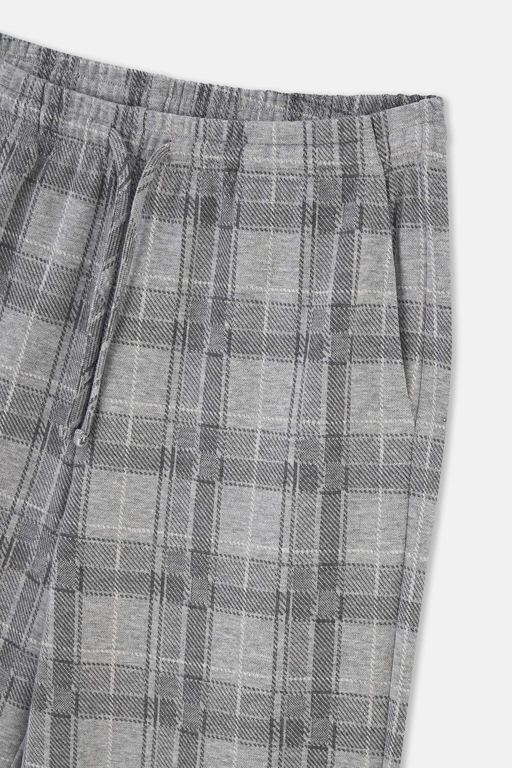 Gri Melanj Bisiklet Yaka Altı Jakarlı Pijama Takımı