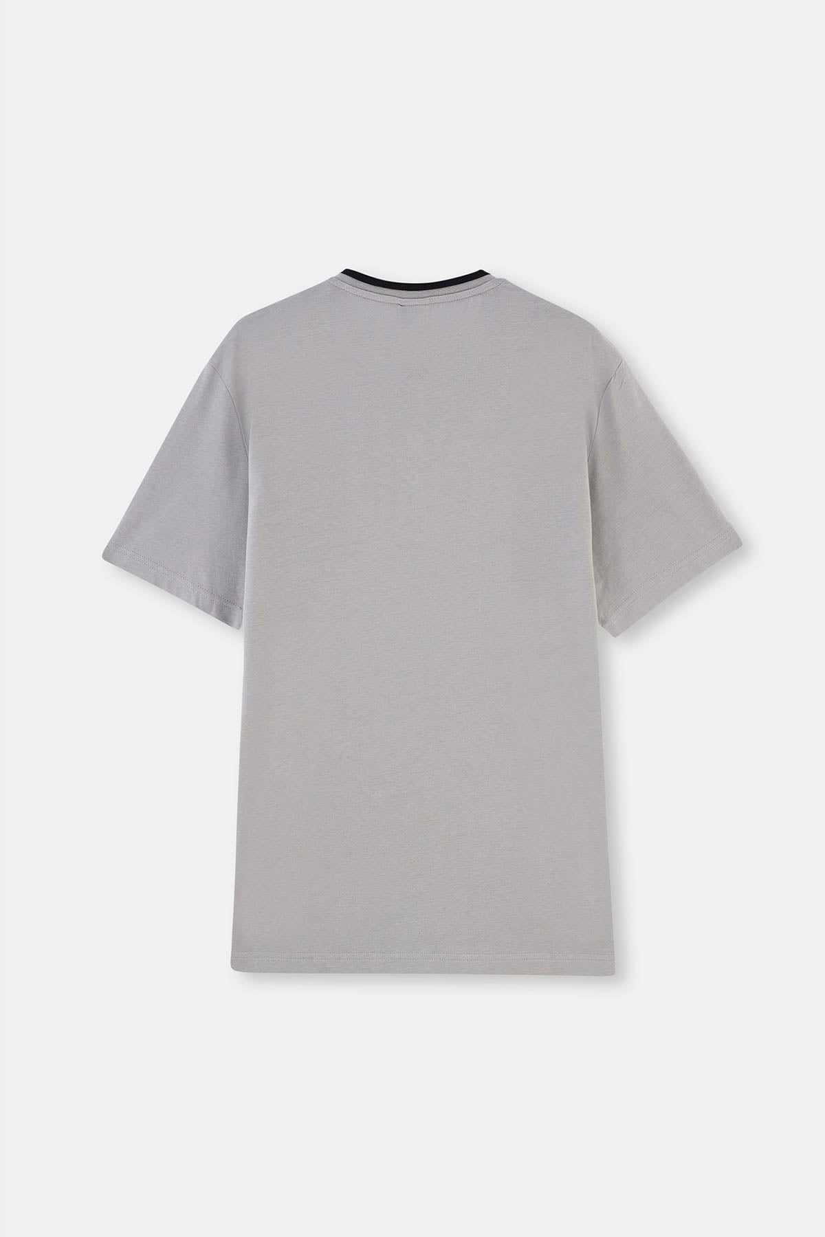 Gri Kısa Kollu Üçlü Groom Pijama Set