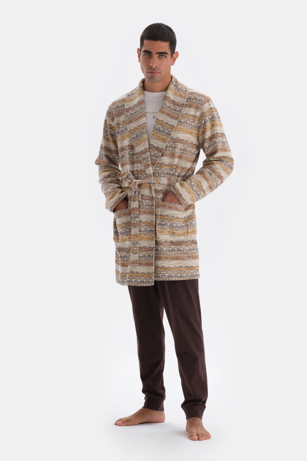 Multicolor Jakarlı Sabahlık