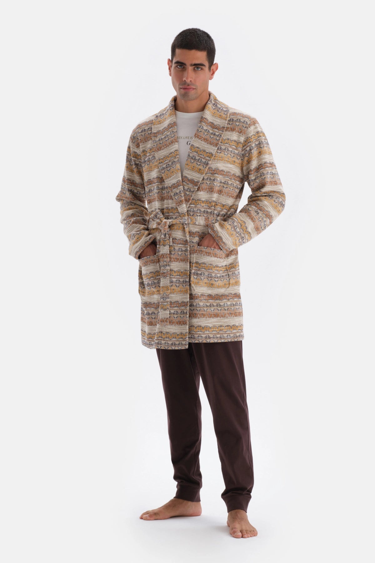 Multicolor Jakarlı Sabahlık