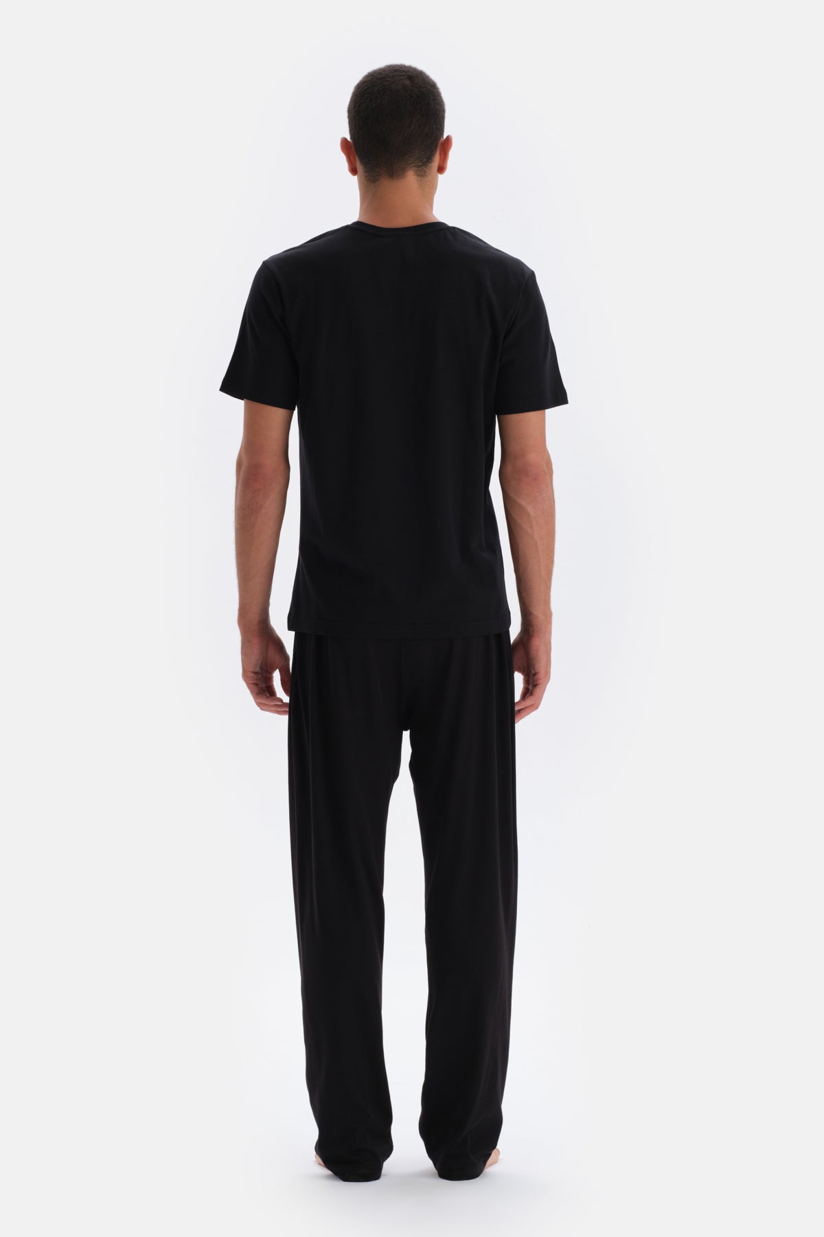 Siyah Beli Lastik Detaylı Örme Pijama Altı