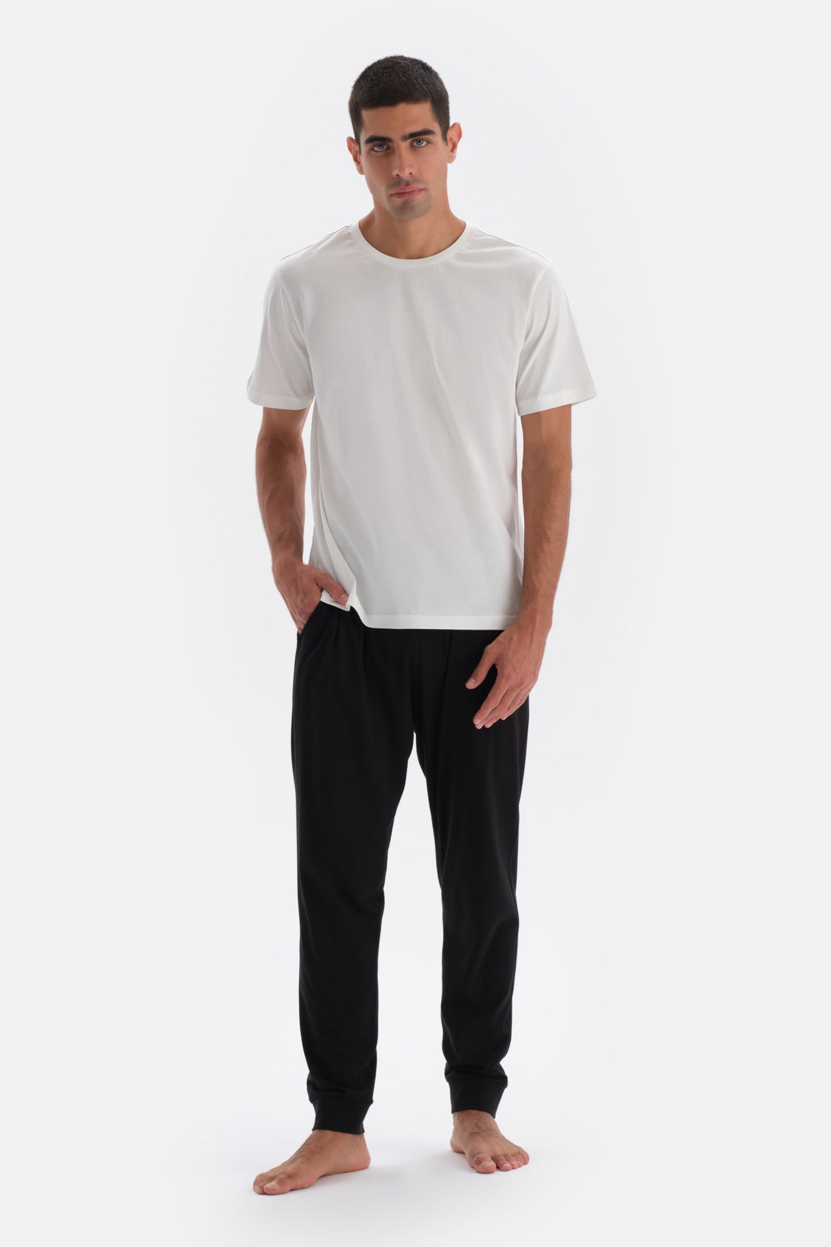 Siyah Jogger Paça Örme Modal Pijama Altı