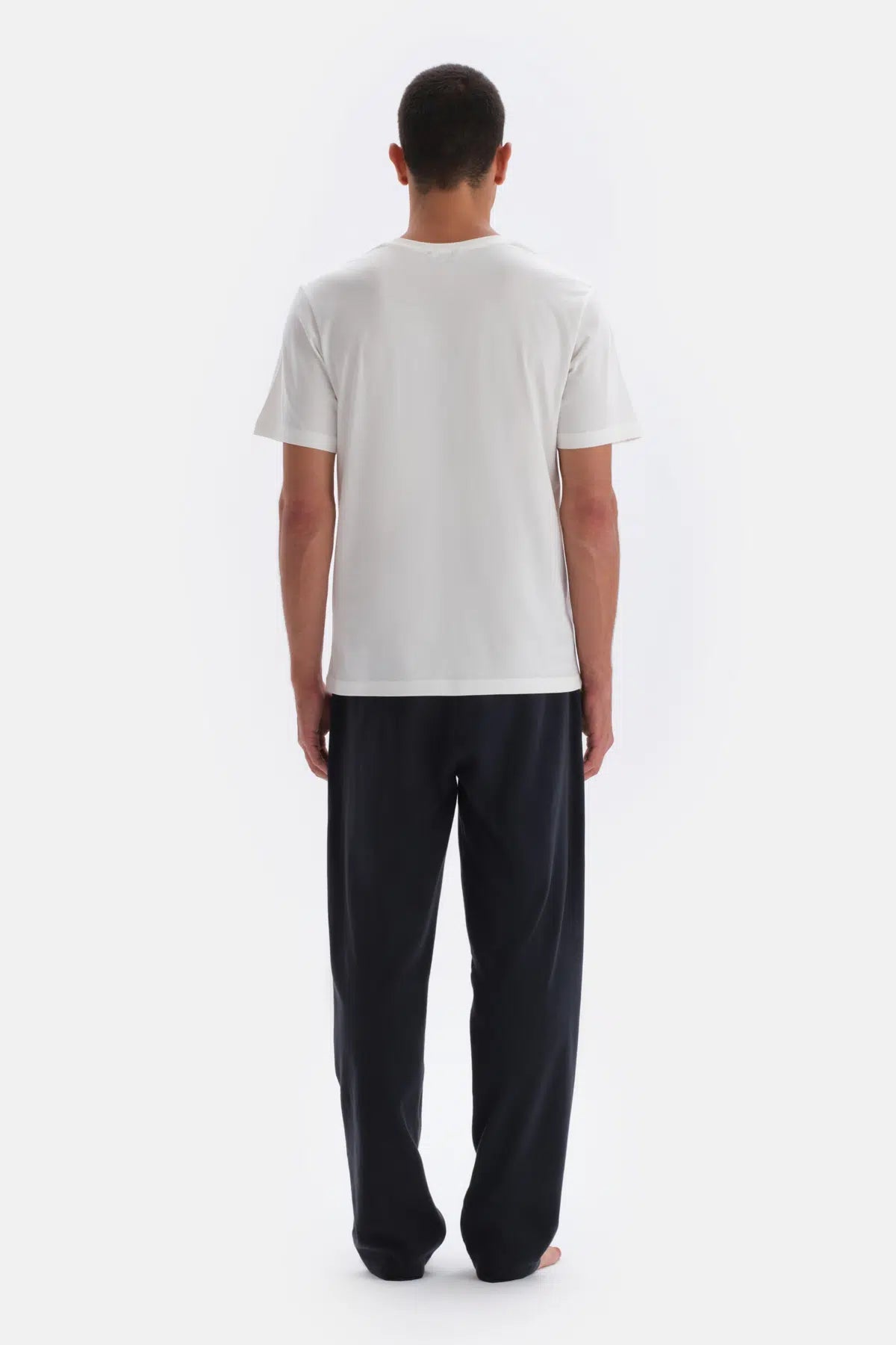 Lacivert Düz Paça Pamuklu Pijama Altı