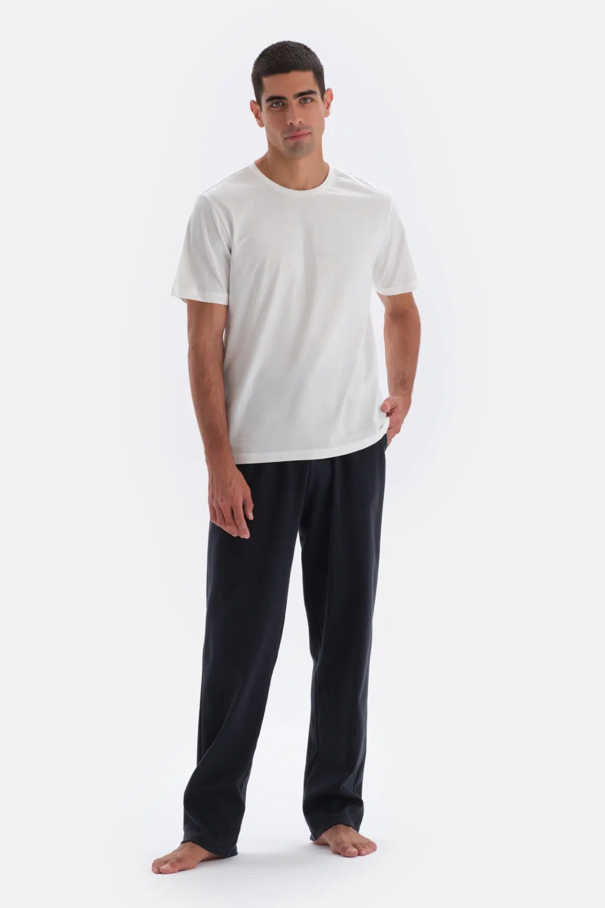 Lacivert Düz Paça Pamuklu Pijama Altı