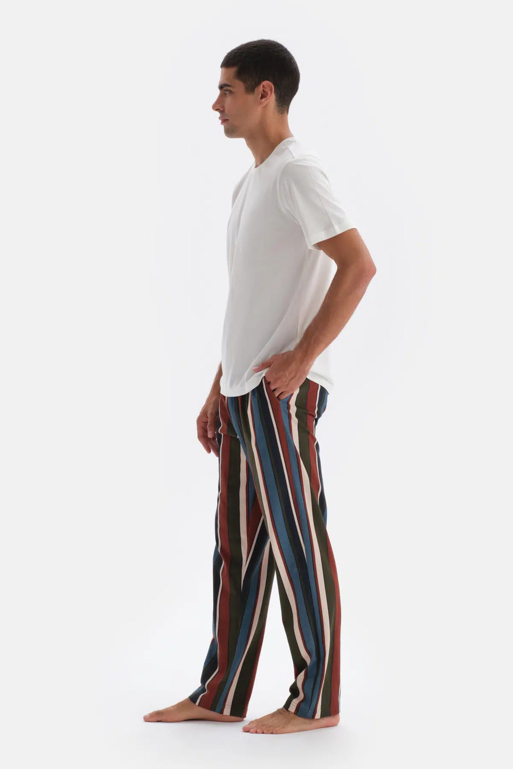 Multicolor Çizgili Örme Pantolon Pijama Altı