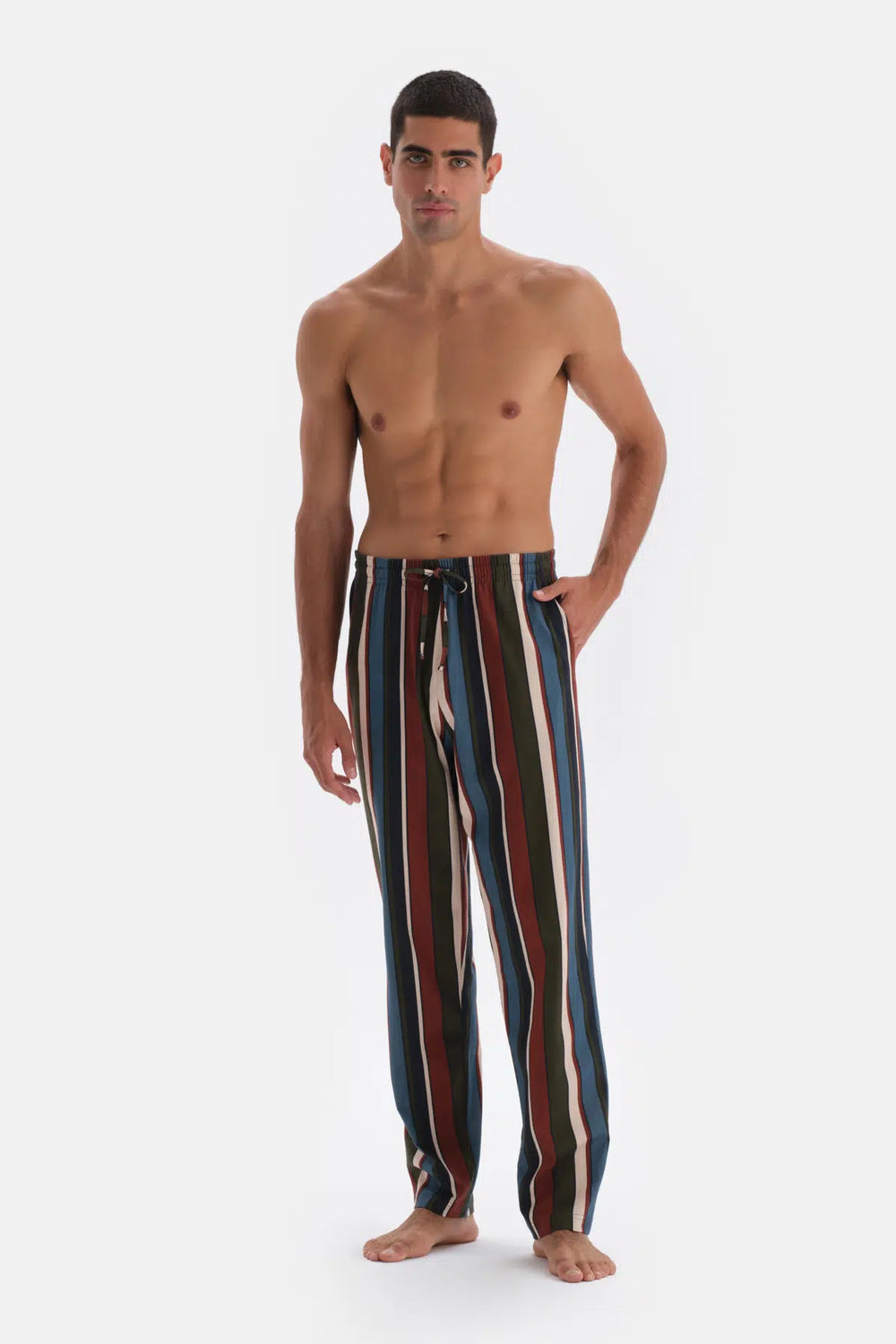 Multicolor Çizgili Örme Pantolon Pijama Altı
