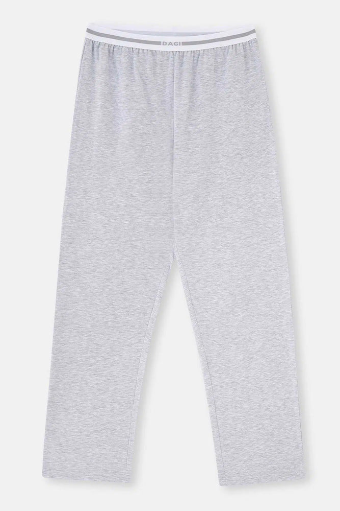 Gri Melanj Beli Lastikli Örme Tek Pijama Altı