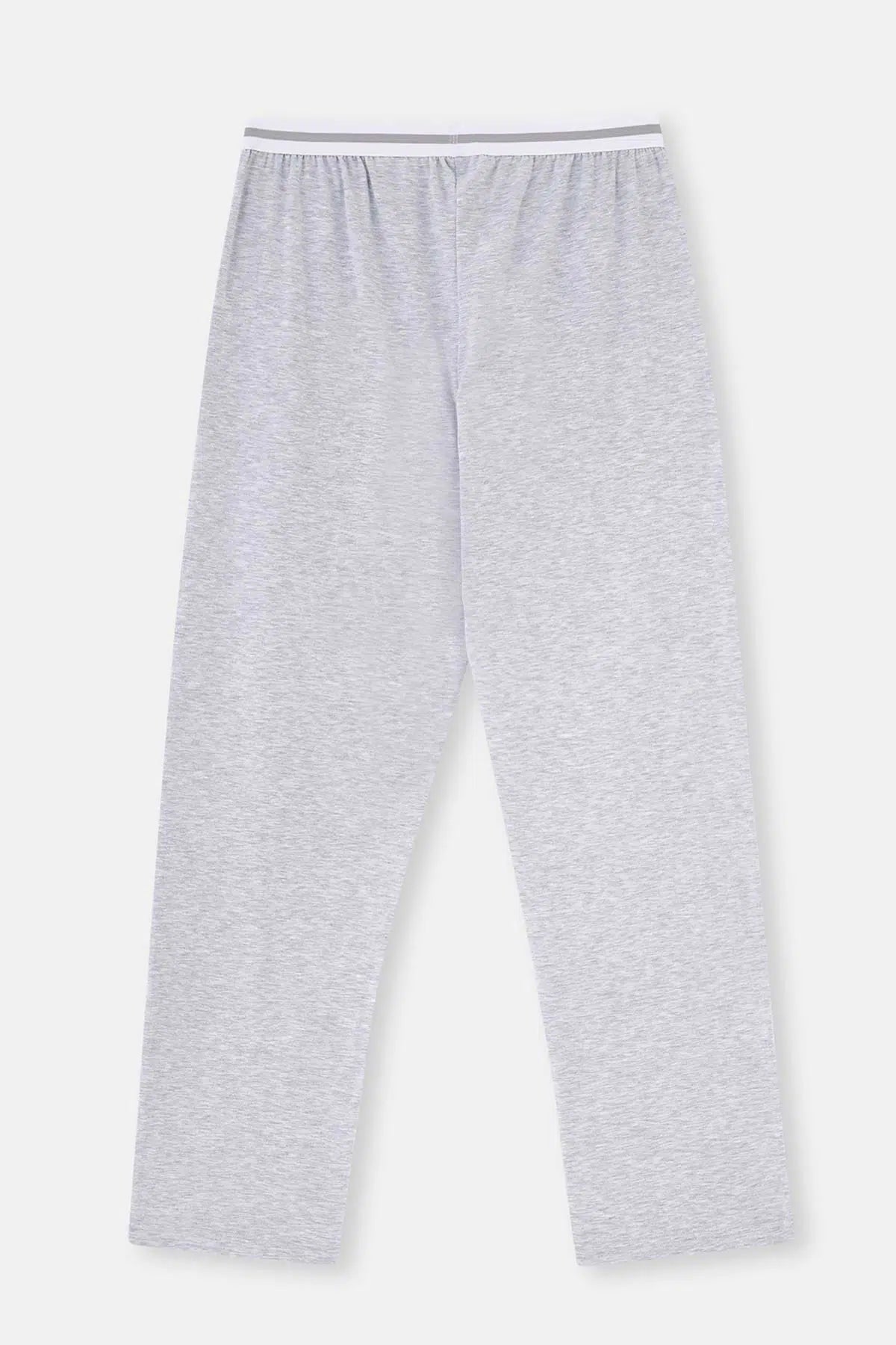 Gri Melanj Beli Lastikli Örme Tek Pijama Altı