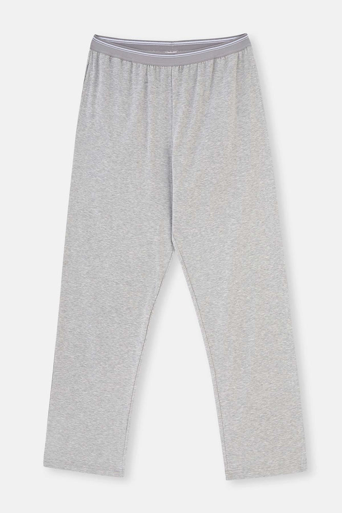 Gri Melanj Beli Lastikli Örme Tek Pijama Alt