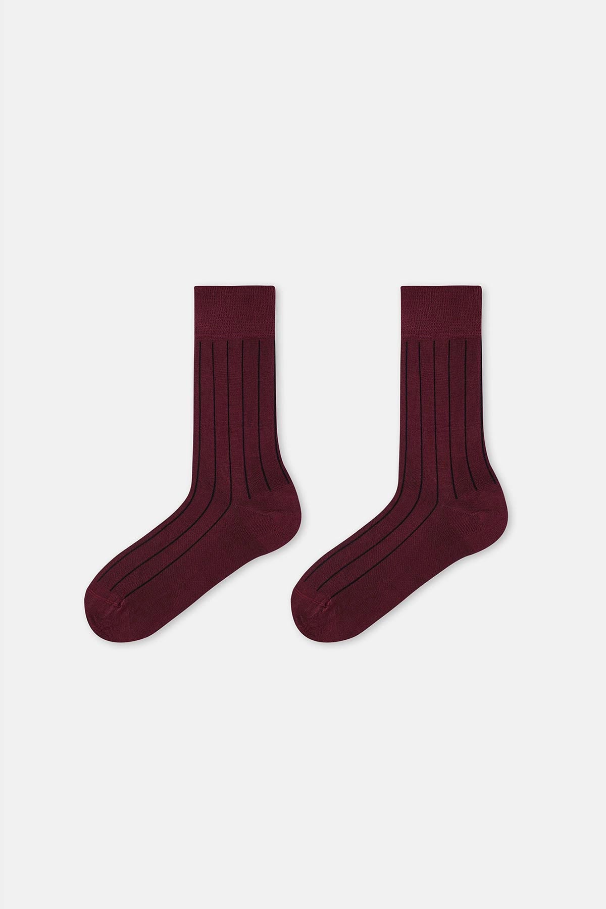 Bordo Erkek 2'Li Bambu Çorap Şerit Desen