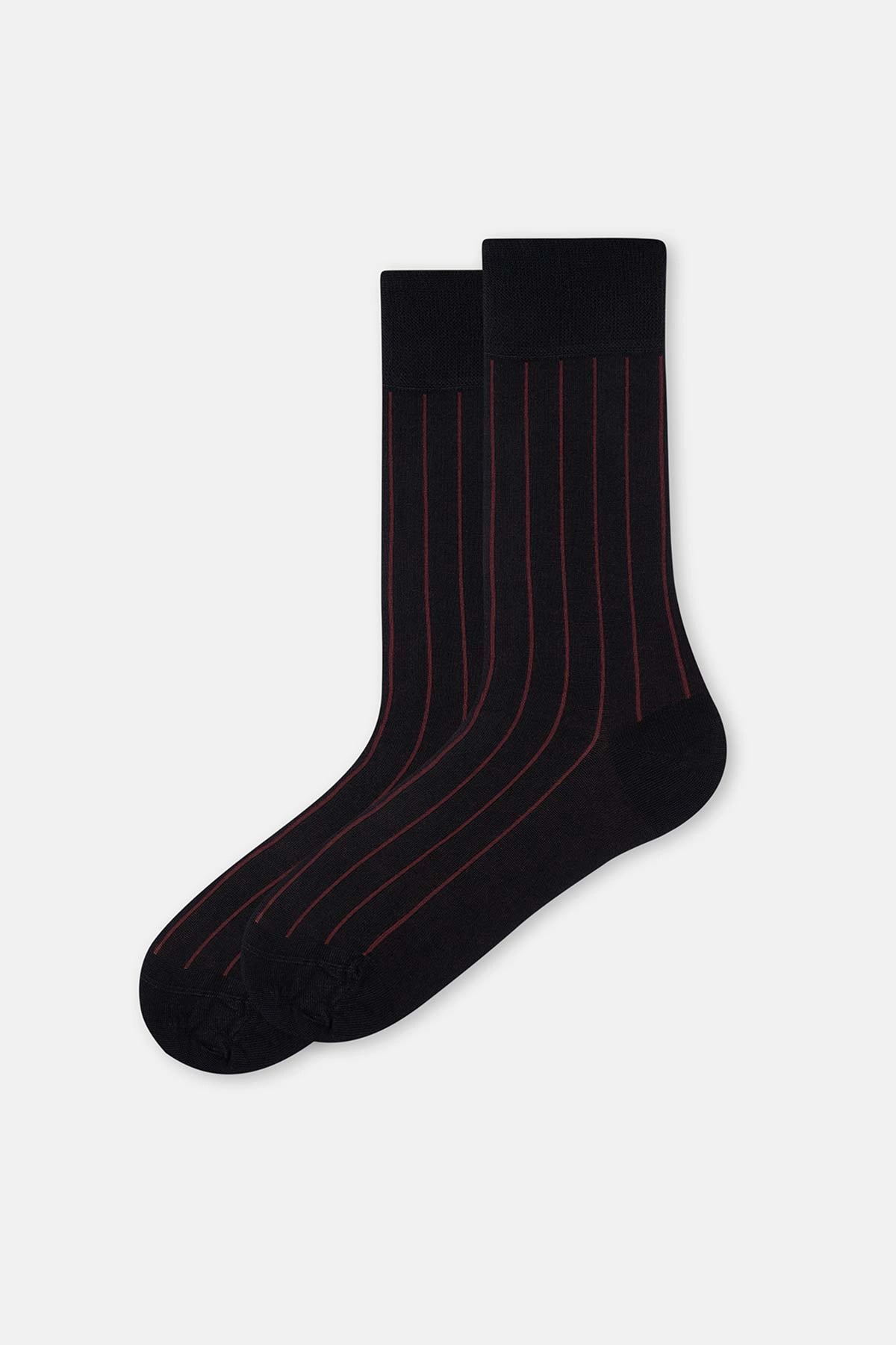 Bordo Erkek 2'Li Bambu Çorap Şerit Desen