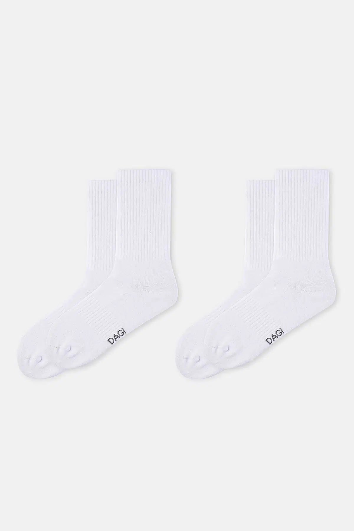 Beyaz Erkek 2'Li Basıc Spor Çorap
